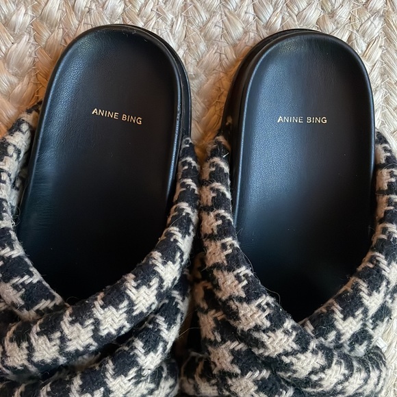 Anine Bing Lizzie Houndstooth Slides - Picture 7 of 9